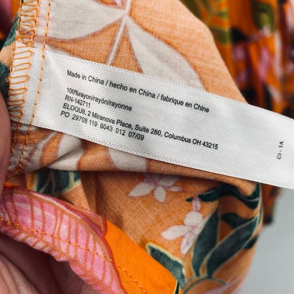 Eloquii Tropical Print Maxi Skirt Tiered Palm Leaf Floral Orange Womens 14/16 - Picture 7 of 8